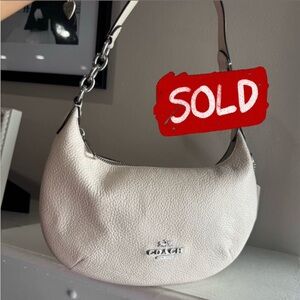 Coach White Crescent Shoulder Bag with Chain Hardware